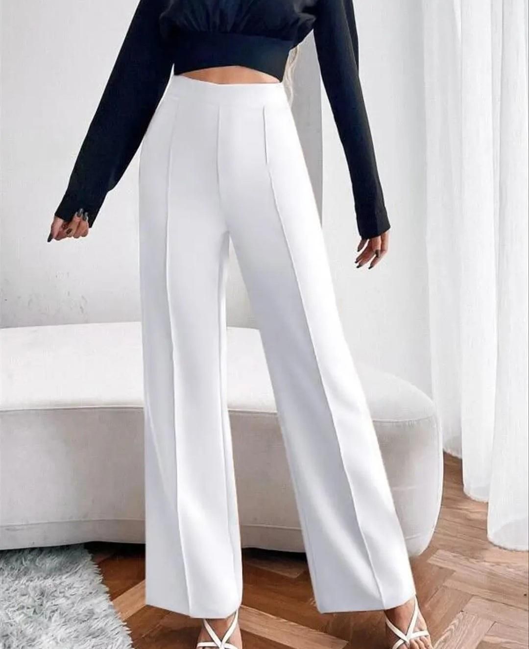 White Wide-Leg Trousers