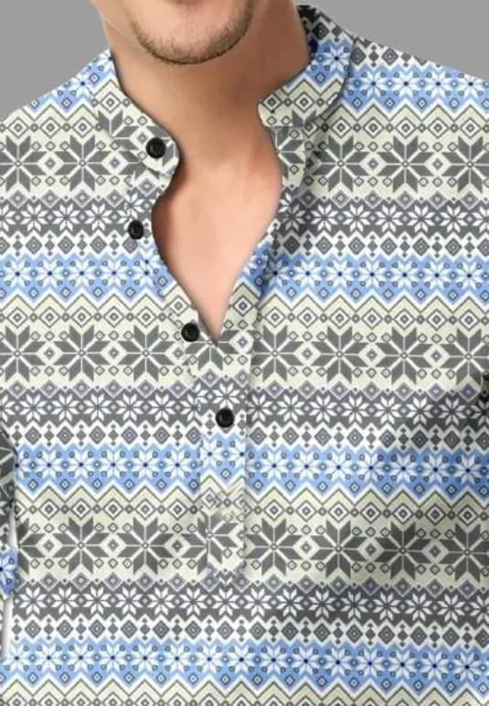 Men's Printed Spread Collar Casual Shirt Multicolor