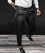Black Straight-Leg Formal Pants