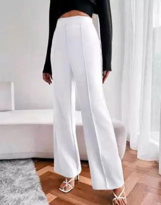 White Wide-Leg Trousers
